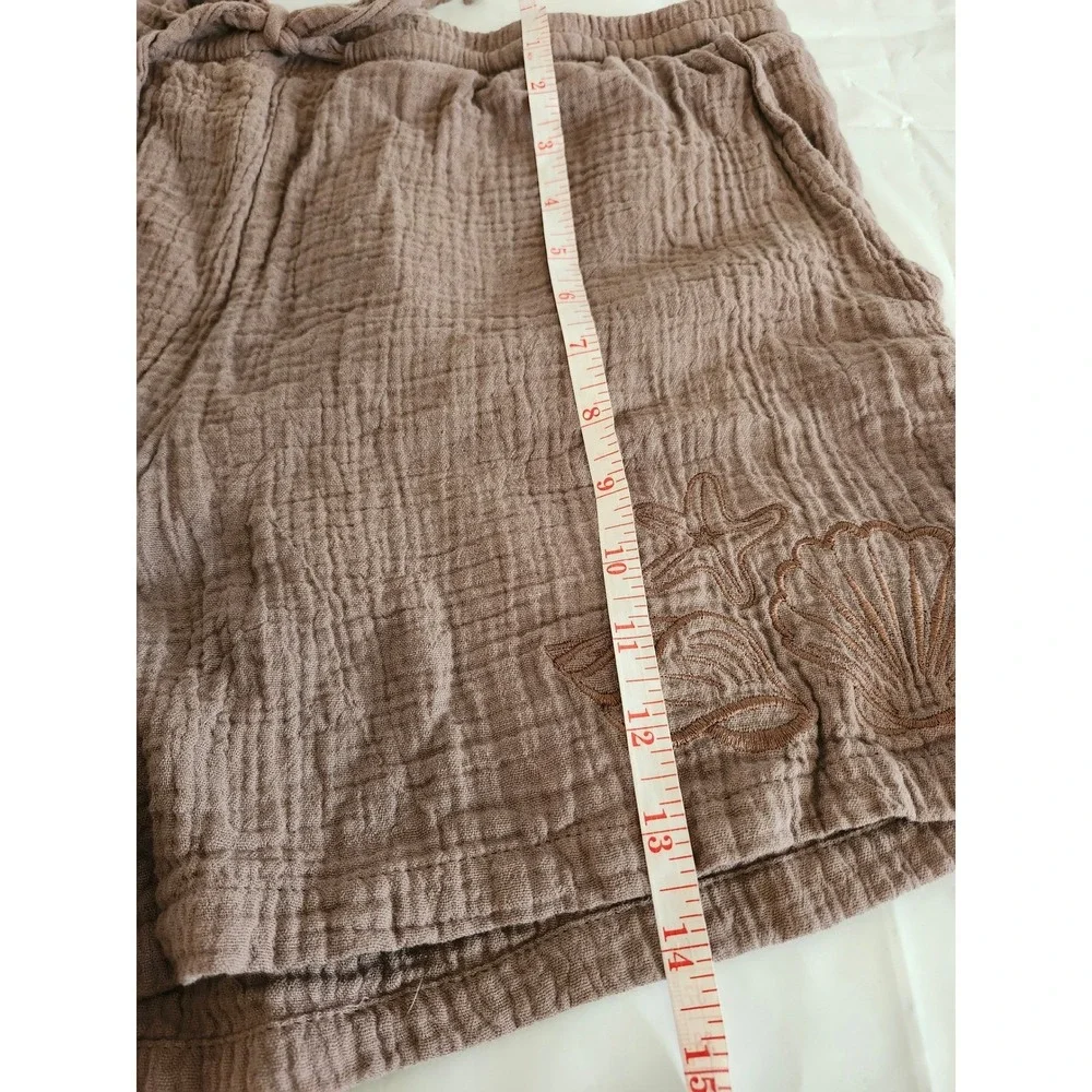 Nicole Miller New York 100% Cotton Gauze Lounge 1X Brwn‎ Beach Embroidered Set